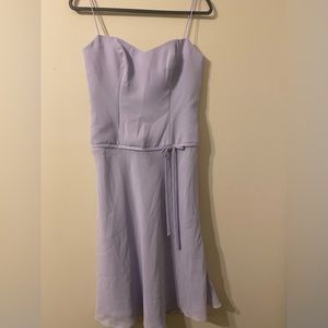 New David’s Bridal Lilac Lavender Belted Midi Bridesmaid Homecoming Dress Size 6
